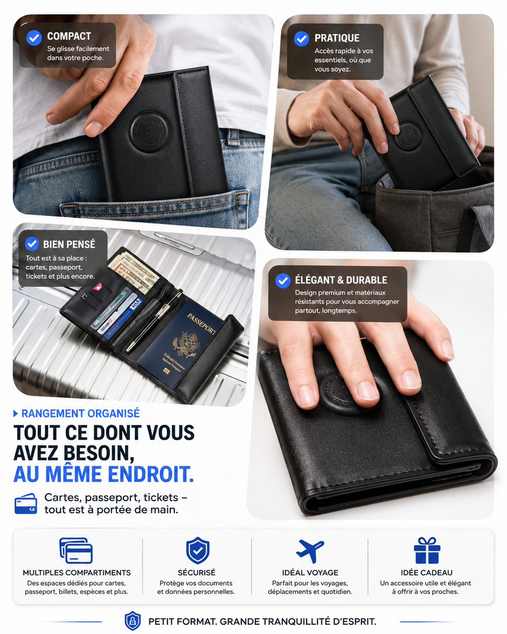 SoleTrack Reisepasshülle - mit Fach für Tracker - ohne SIM-Karte oder Abonnement
