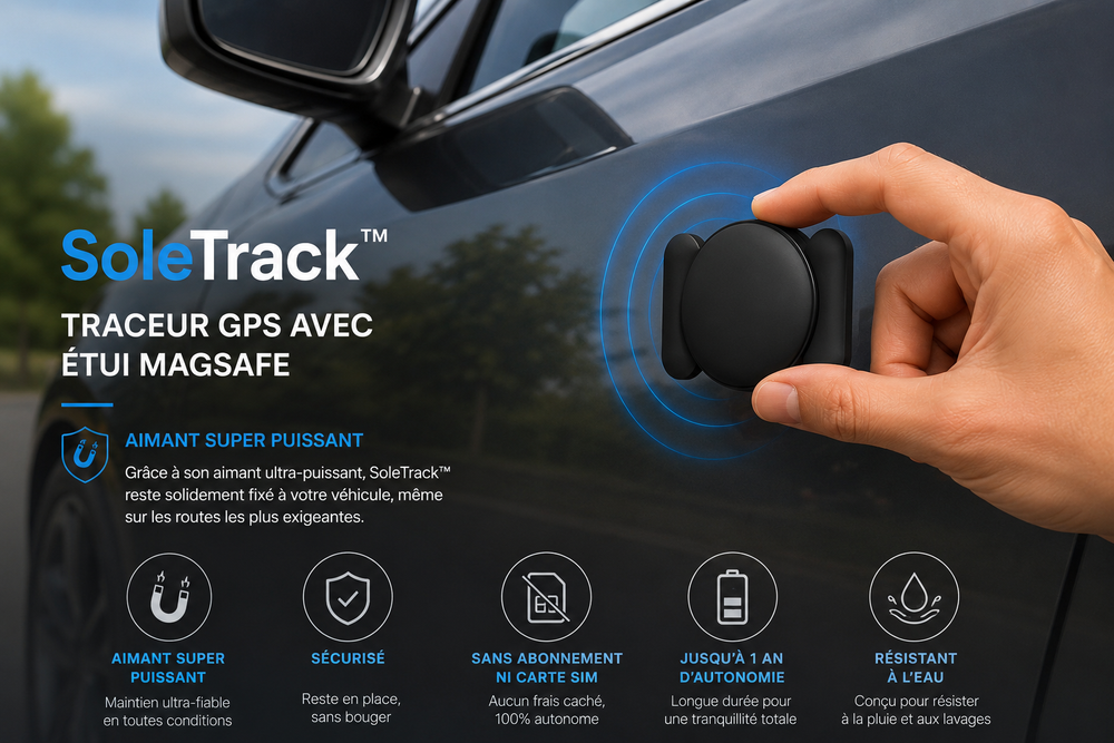 GPS-Tracker für Auto, Motorrad & Roller SoleTrack – Ohne SIM-Karte und Abo